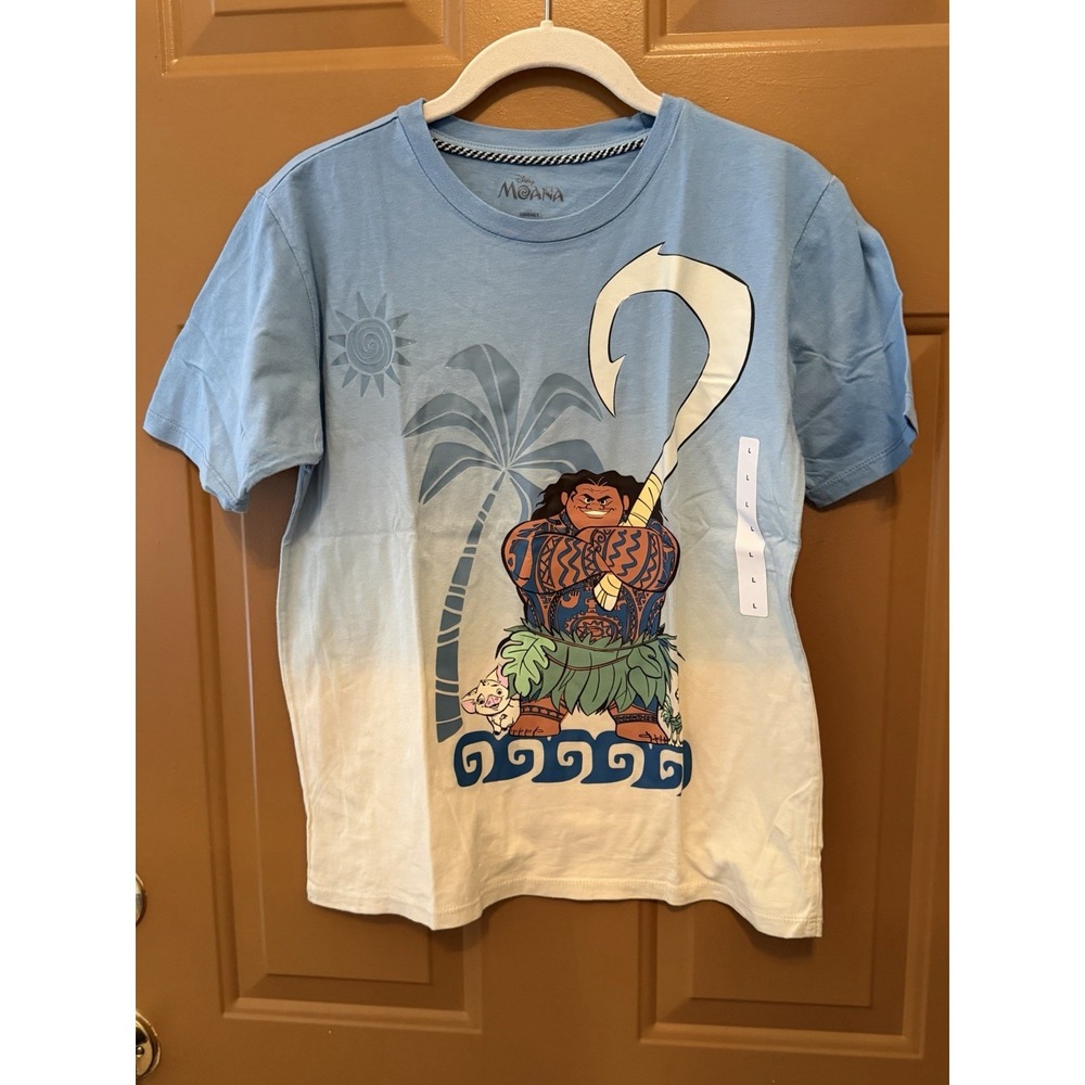 Disney Boy's Maui Short Sleeve Graphic T-Shirt Khaki/Blue Size XL NWT